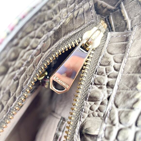 BRAHMIN Ombre Melbourne Mini Misha‎ Satchel Garnet Gray Gag Croc Embossed - Picture 10 of 11